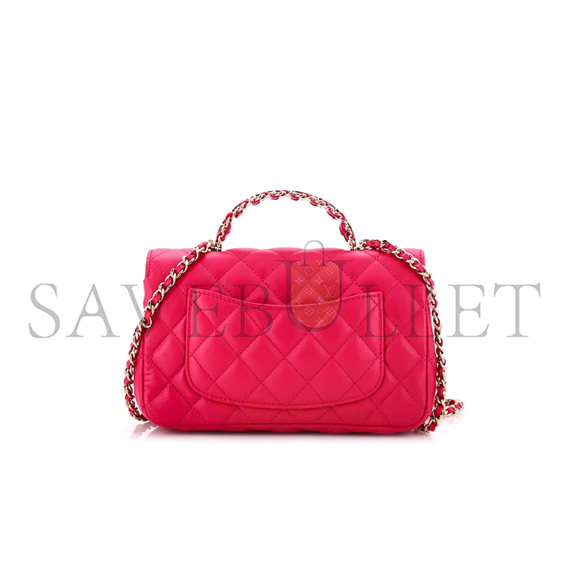 Ch*el pink leather handbag 1560943 (20*11*8cm)